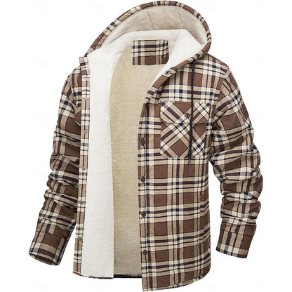 Casper | Kariertes Overshirt mit Kapuze und Knopfleiste für Herren