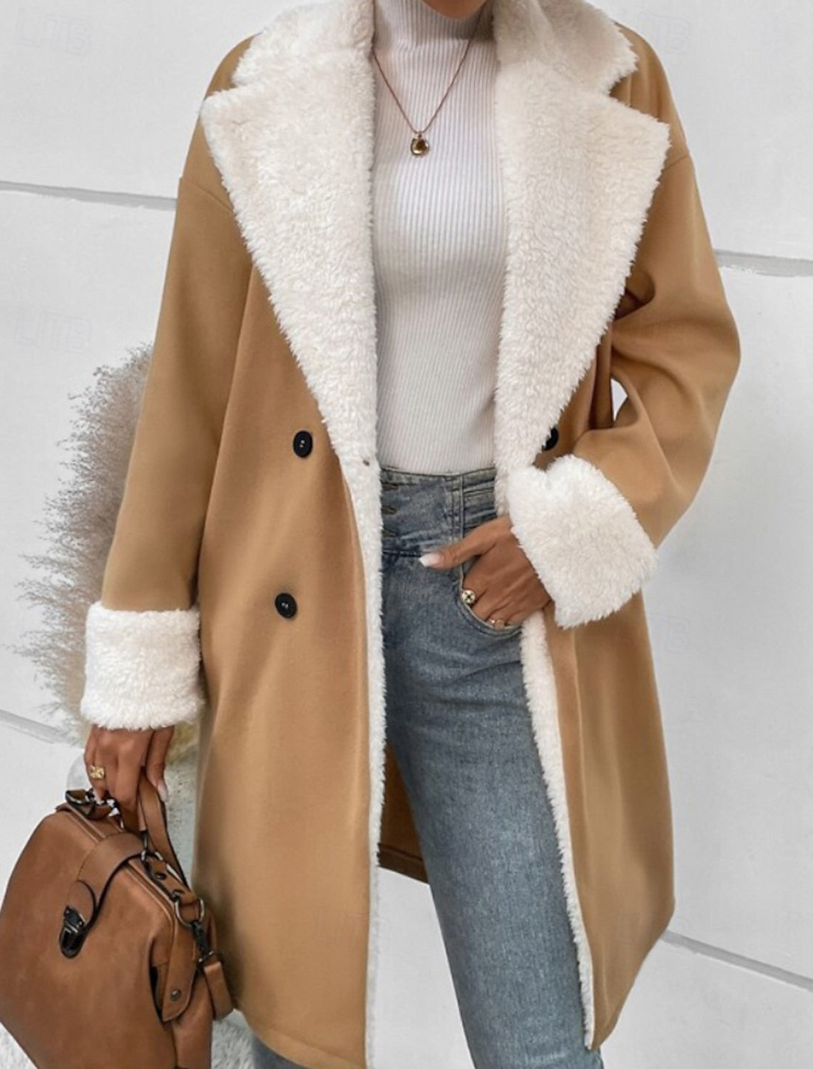 Evi | Winterjacke Damen Oversized mit Kunstfell-Reverskragen