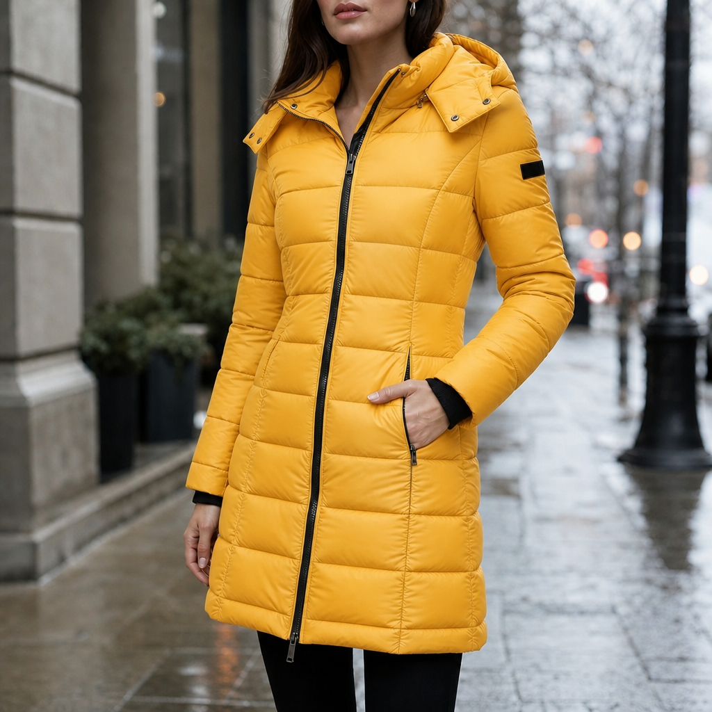 Sierra | Taillierte Midi-Steppjacke mit Kapuze für Damen