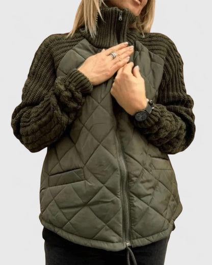 Romana | Damen Steppjacke Winter mit Strickärmeln Stehkragen