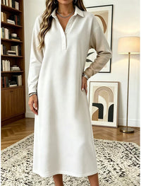 Lois | Damen Oversize Midikleid mit Hemdblusenkragen