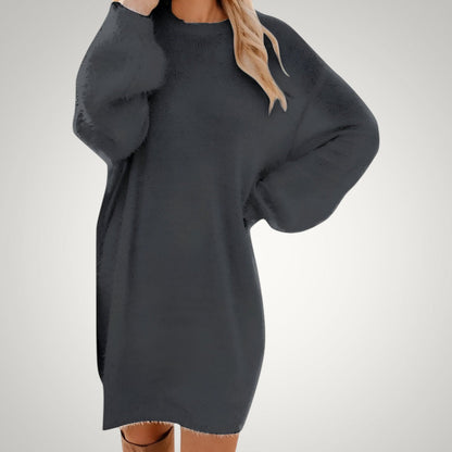 Ines | Damen Oversized Strickkleid Langarm Minilänge