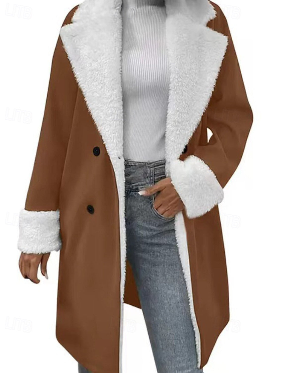 Evi | Winterjacke Damen Oversized mit Kunstfell-Reverskragen