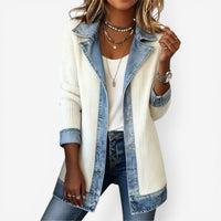 Dahlia | Damen Jeansjacke Strickmix Lockere Passform