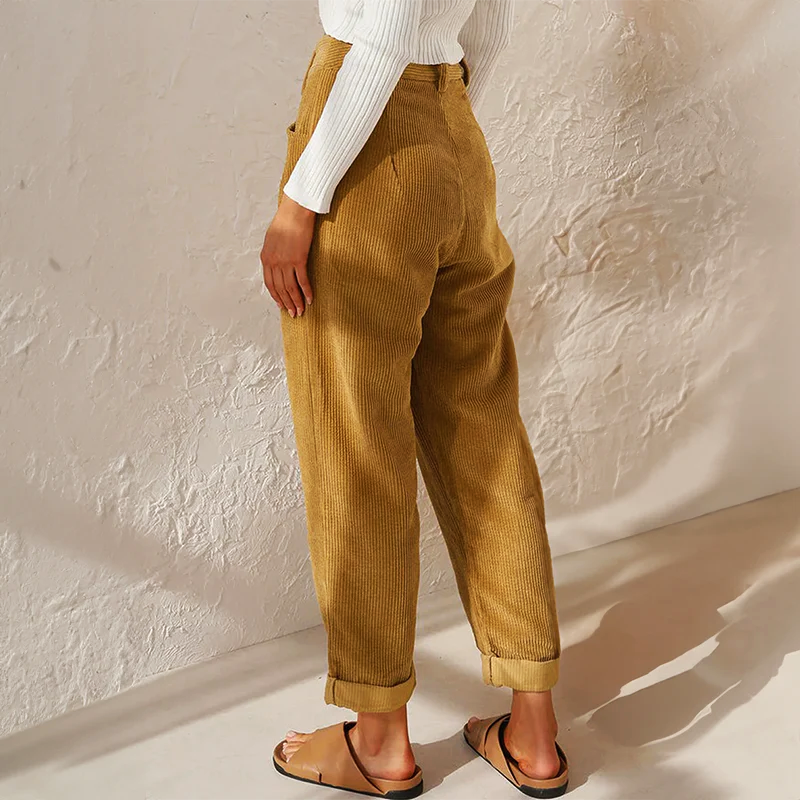 Odette | Weites Bein Hochtaillierte Hose gerippt
