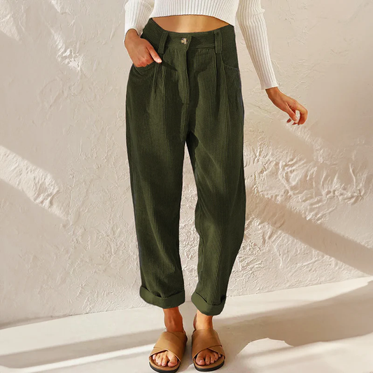Odette | Weites Bein Hochtaillierte Hose gerippt