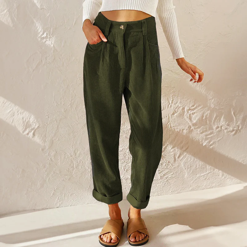 Odette | Weites Bein Hochtaillierte Hose gerippt