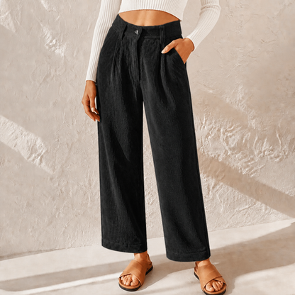 Odette | Weites Bein Hochtaillierte Hose gerippt