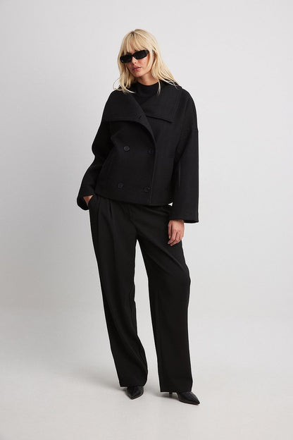 Fenna | Kurzer Trenchcoat Oversized Zweireiher Breites Revers Damen