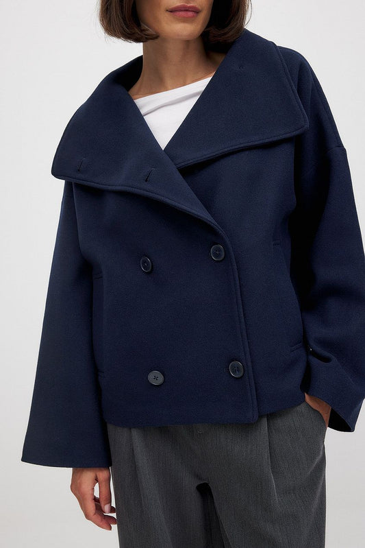 Fenna | Kurzer Trenchcoat Oversized Zweireiher Breites Revers Damen