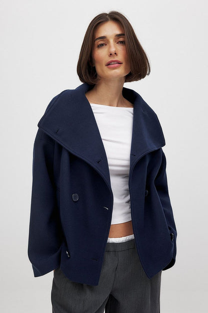 Fenna | Kurzer Trenchcoat Oversized Zweireiher Breites Revers Damen