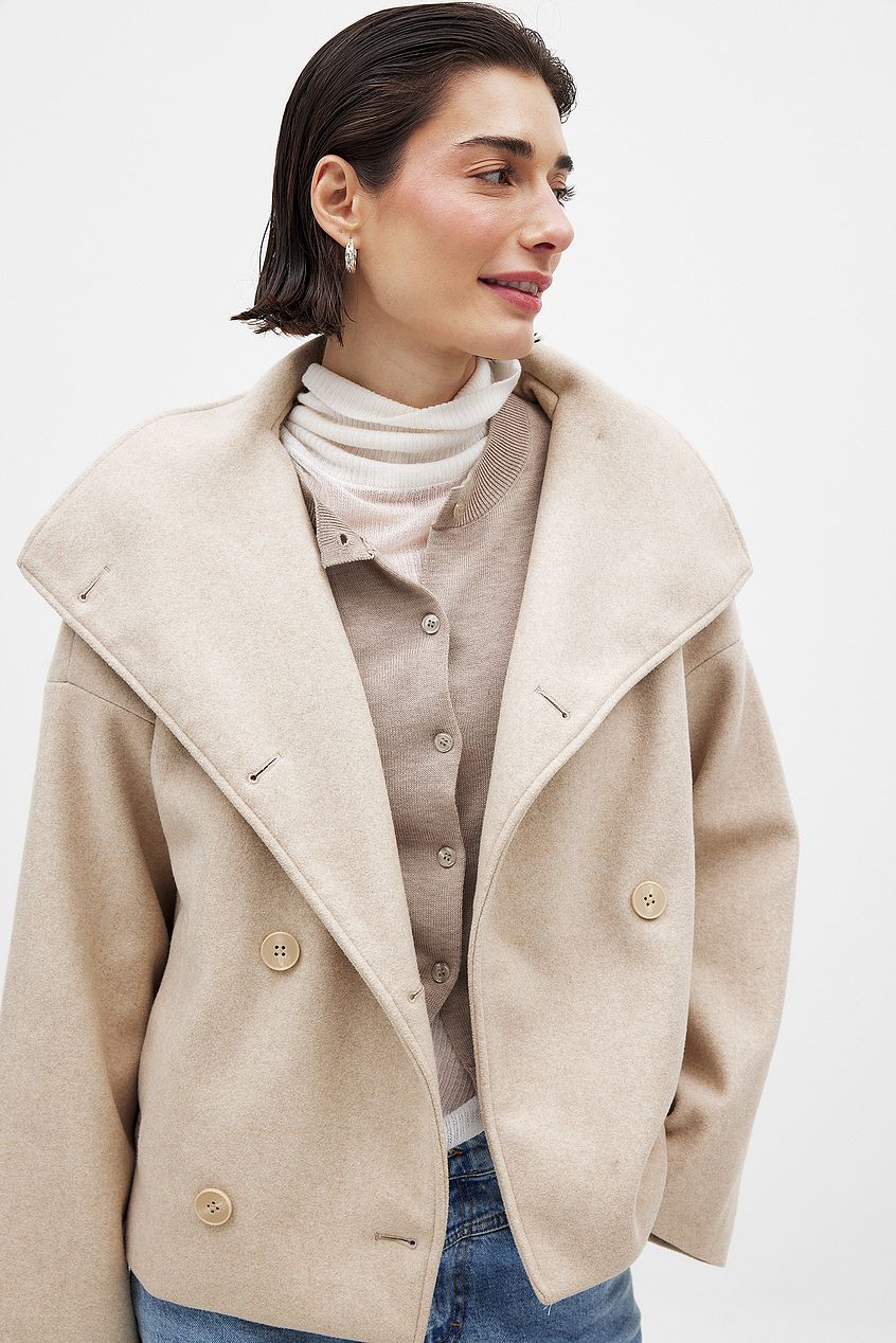 Fenna | Kurzer Trenchcoat Oversized Zweireiher Breites Revers Damen