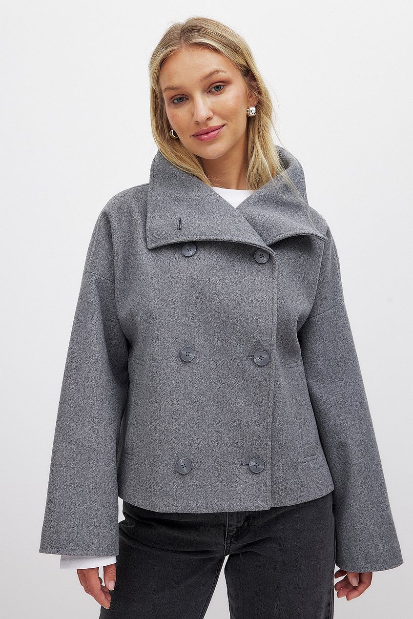 Fenna | Kurzer Trenchcoat Oversized Zweireiher Breites Revers Damen