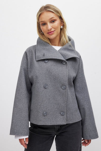 Fenna | Kurzer Trenchcoat Oversized Zweireiher Breites Revers Damen