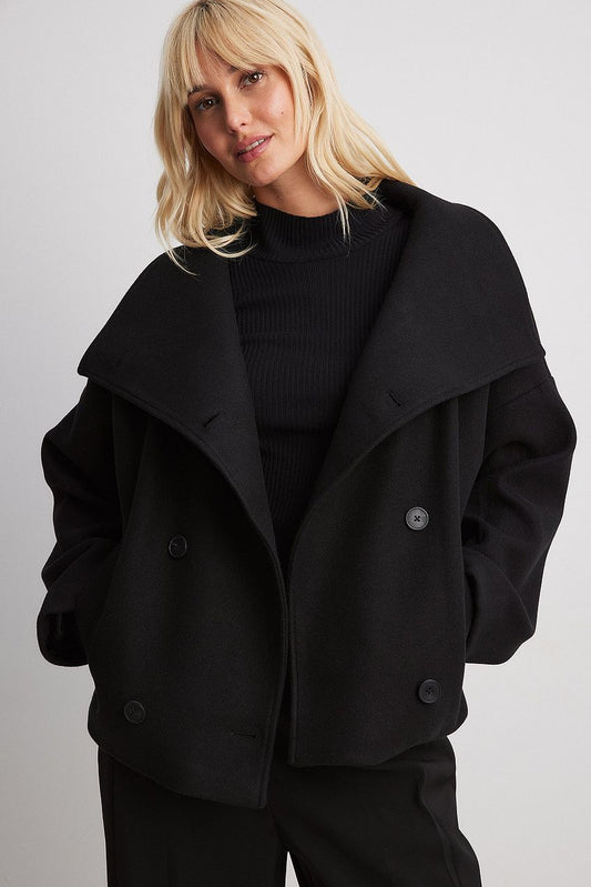 Fenna | Kurzer Trenchcoat Oversized Zweireiher Breites Revers Damen