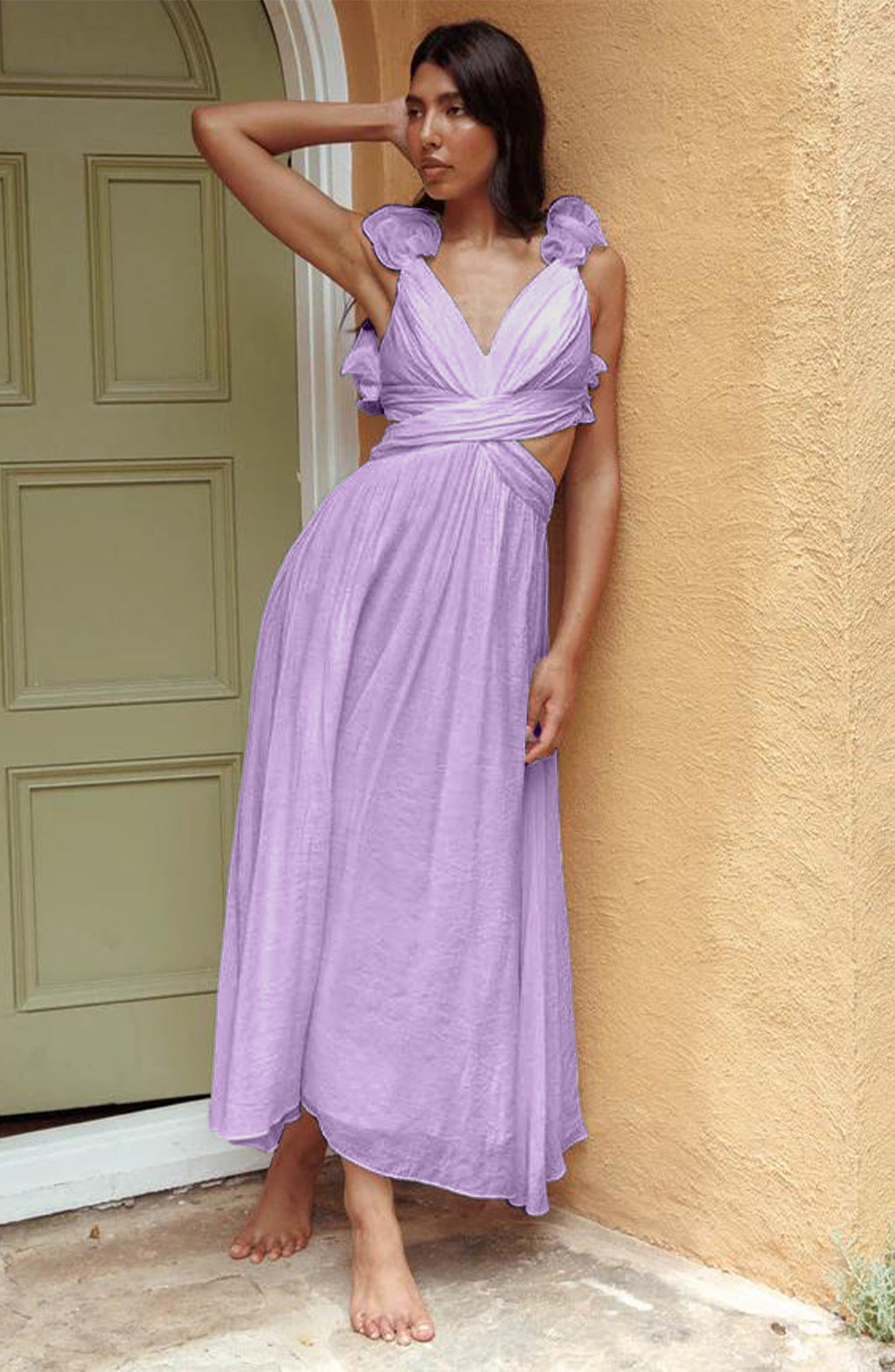 Diana V-Ausschnitt Maxikleid mit Cutout-Taille für Damen