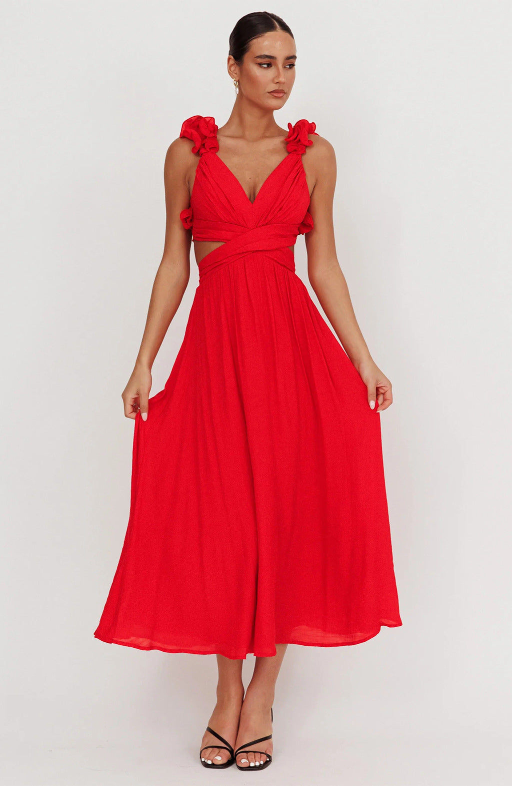 Diana V-Ausschnitt Maxikleid mit Cutout-Taille für Damen