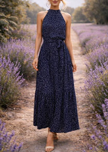 Nadeschka | Gepunktetes Maxikleid mit Neckholder für Damen