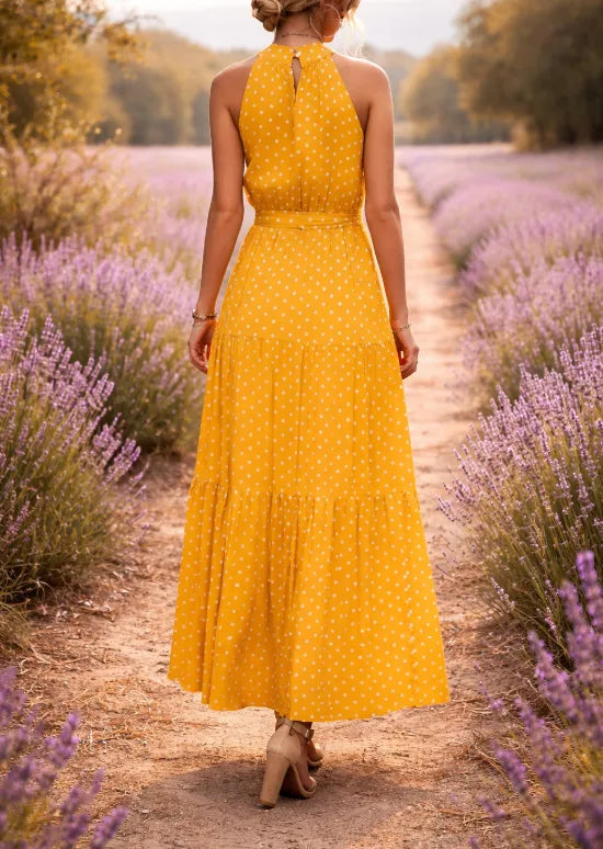 Nadeschka | Gepunktetes Maxikleid mit Neckholder für Damen