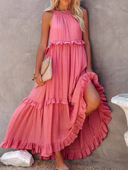Emilia | Neckholder Maxikleid mit Rüschen für Damen