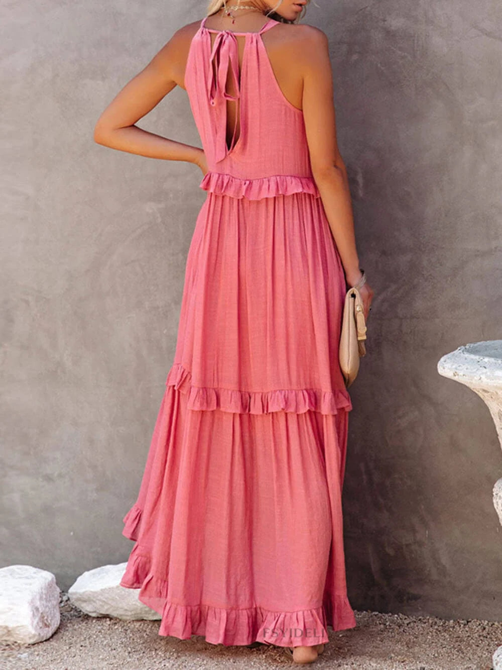 Emilia | Neckholder Maxikleid mit Rüschen für Damen