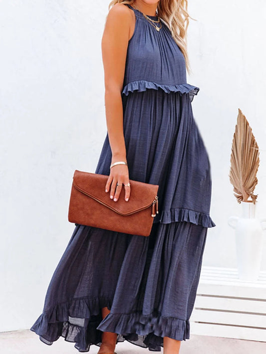 Emilia | Neckholder Maxikleid mit Rüschen für Damen