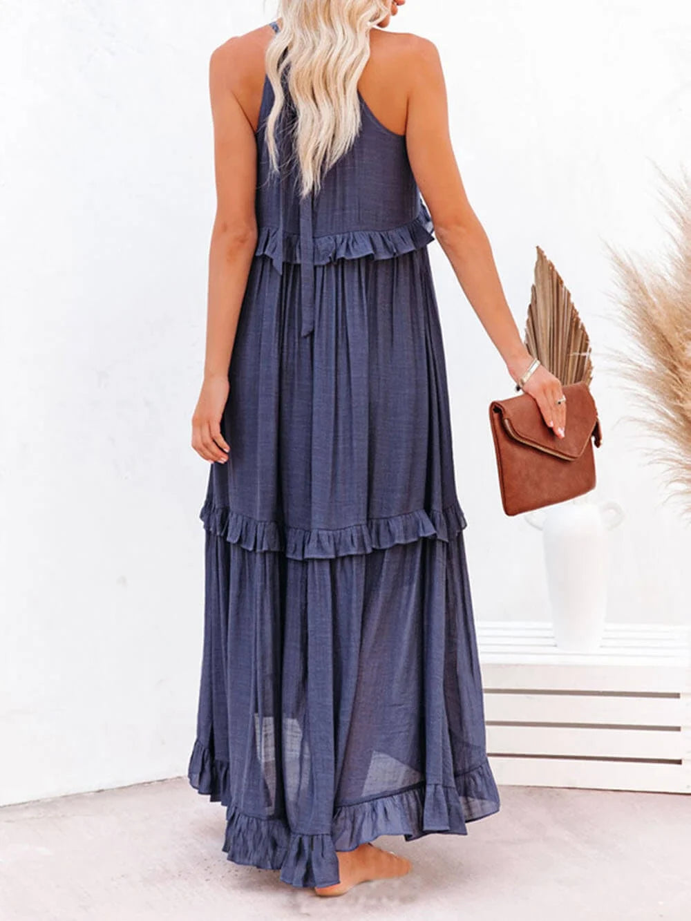 Emilia | Neckholder Maxikleid mit Rüschen für Damen