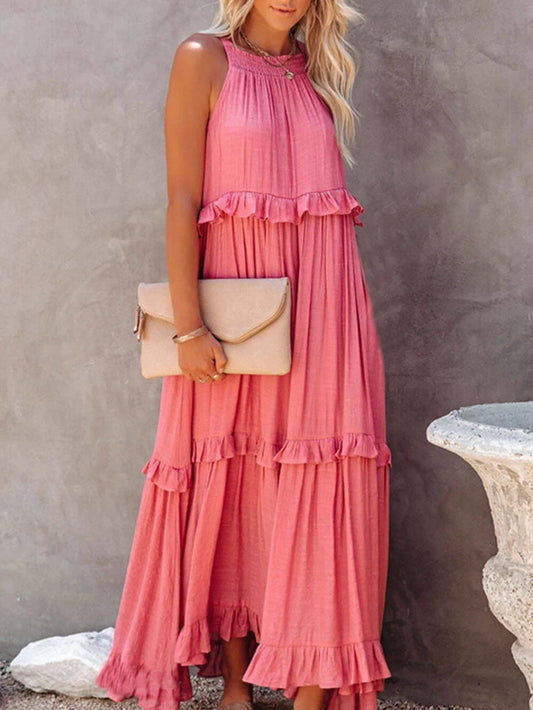 Emilia | Neckholder Maxikleid mit Rüschen für Damen