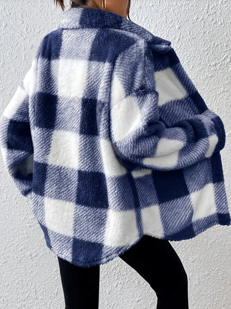 Esther | Karierte Winterjacke mit Kragen und Knopfleiste für Damen