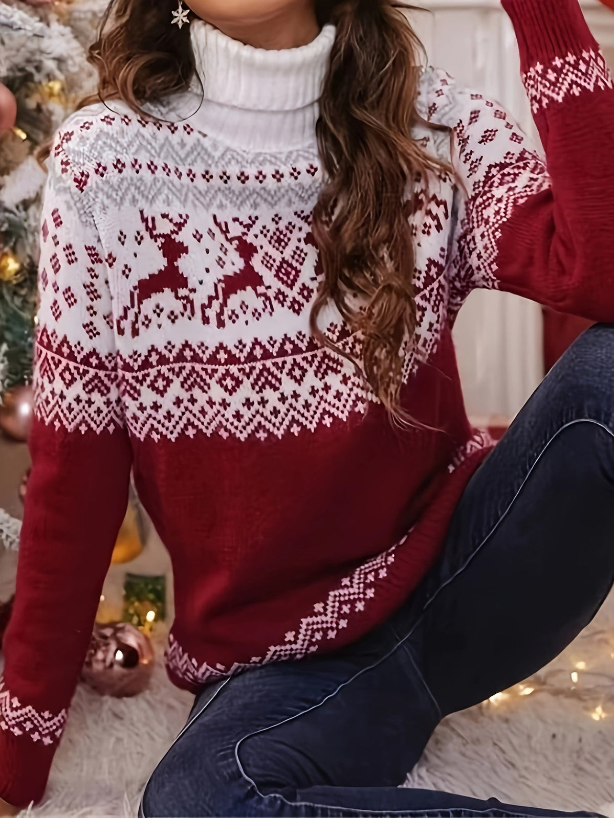 Caitlyn | Weihnachtspullover mit Rentier-Muster