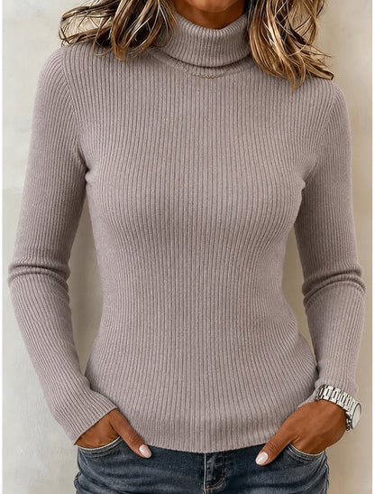 Ilaria | Damen Rollkragenpullover Feinstrick Langarm Figurbetont