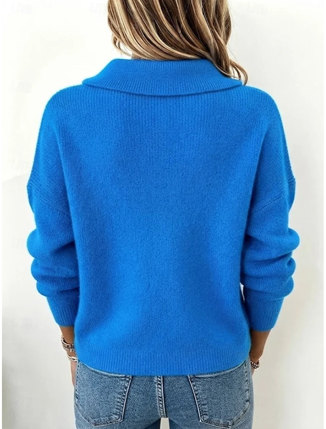 Inge | Damen Strickpullover mit Kragen und Langarm
