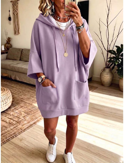 Livia | Damen Kapuzenkleid Oversized mit Kängurutasche