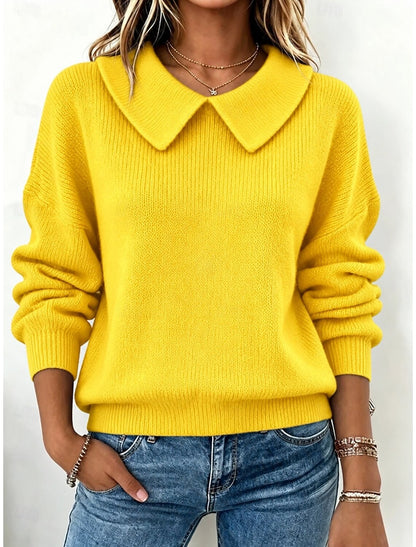 Inge | Damen Strickpullover mit Kragen und Langarm