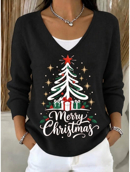 Josette | Weihnachtspullover Damen mit V-Ausschnitt und Knöpfen
