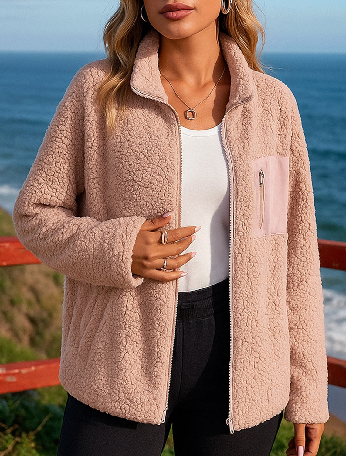 Florence | Winterjacke Damen Fleece mit Stehkragen Reißverschluss