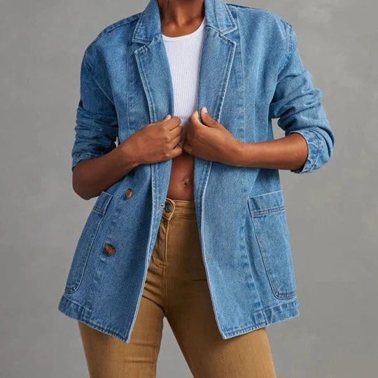 Selma | Oversized Jeansjacke mit Knopfleiste für Damen