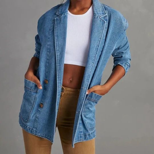 Selma | Oversized Jeansjacke mit Knopfleiste für Damen