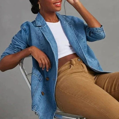 Selma | Oversized Jeansjacke mit Knopfleiste für Damen