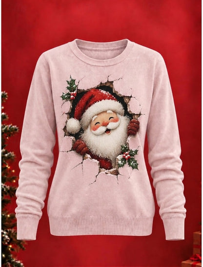 Trientje | Weihnachtspullover Damen mit Motivdruck Rundhals