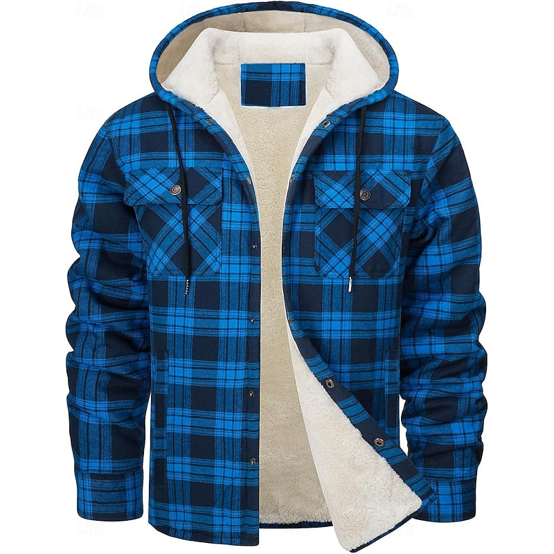 Casper | Kariertes Overshirt mit Kapuze und Knopfleiste für Herren