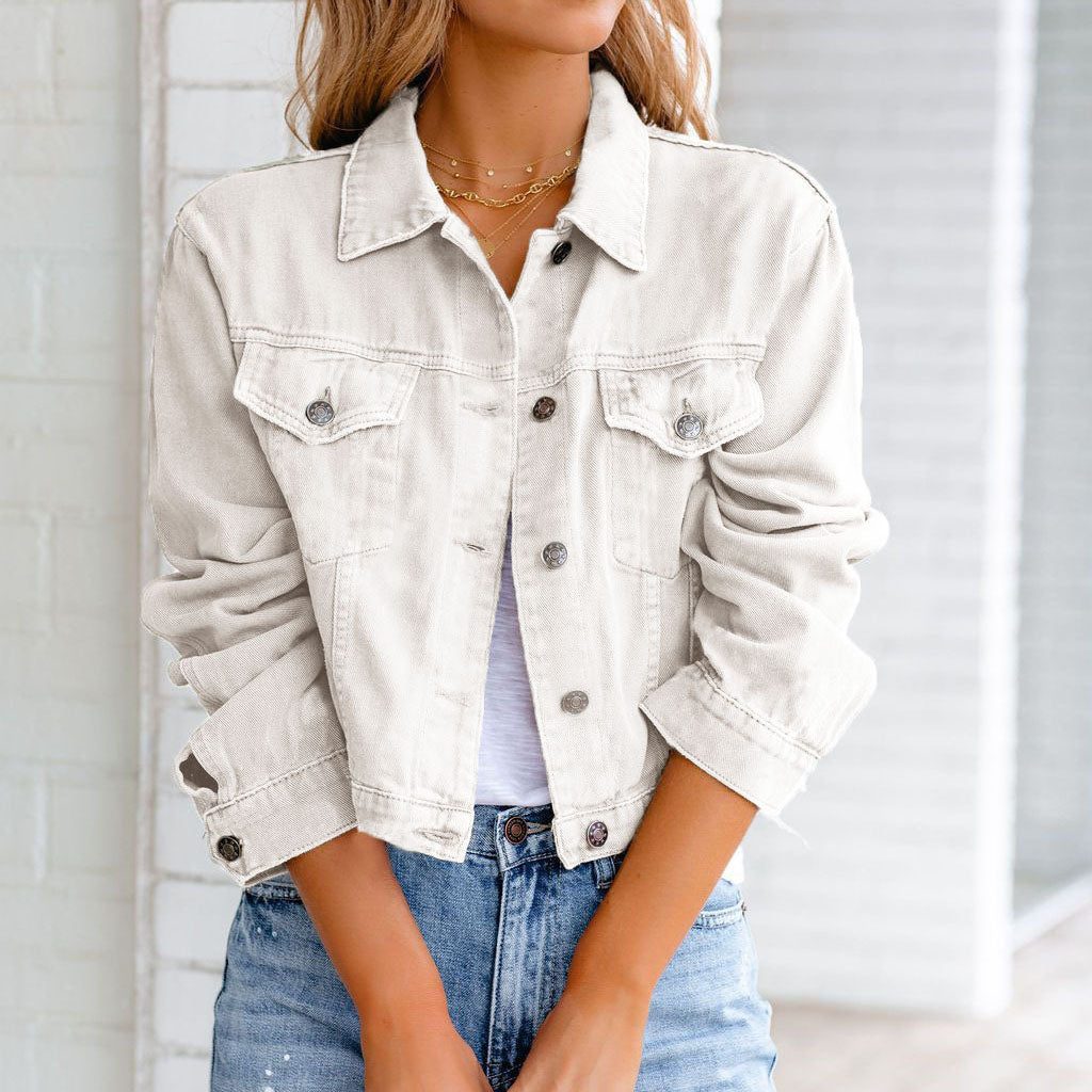 Signe | Kurze Jeansjacke mit Kragen für Damen