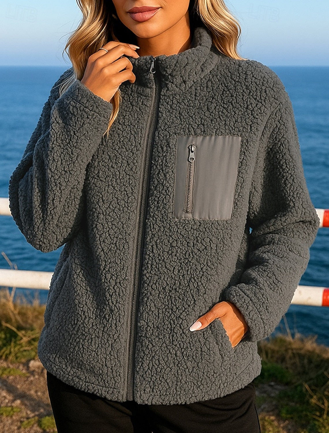 Florence | Winterjacke Damen Fleece mit Stehkragen Reißverschluss
