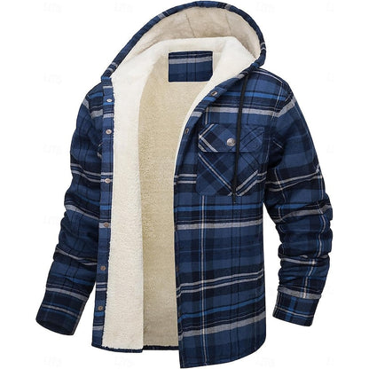 Casper | Kariertes Overshirt mit Kapuze und Knopfleiste für Herren